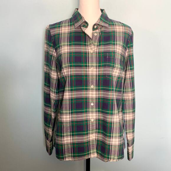 J. Crew Blue Plaid Boy Button Down Shirt Size 8 - Picture 2 of 8